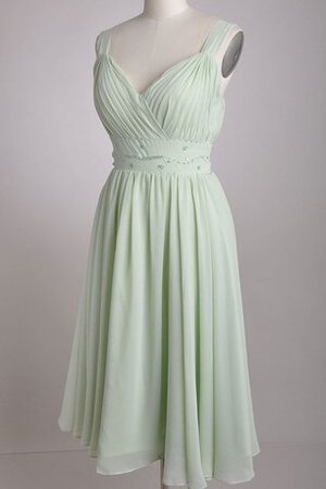 Robe demoiselle d'honneur simple longueur mollet en chiffon manche nulle bretelles spaghetti - Photo 6