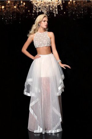 Robe de soirée longue ligne a fermeutre eclair encolure ronde textile en tulle - Photo 3