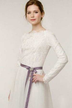 Robe de mariée classique facile modeste avec manche longue ceinture - Photo 4