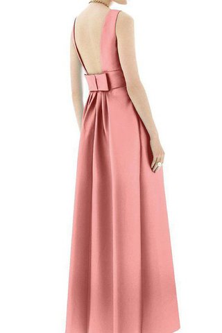 Plissiertes A-Line Satin langes extravagantes Brautjungfernkleid mit Tasche - Bild 2
