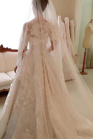 Prinzessin Normale Taille Luxus Brautkleid mit Bordüre mit Schaufel Ausschnitt - Bild 2