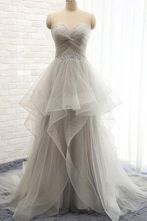 Robe de mariée col u profond en tulle avec perle a-ligne col en forme de cœur - Photo 1