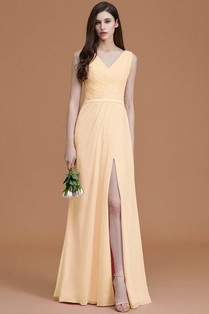 Normale Taille Gerüschtes Prinzessin Bodenlanges Brautjungfernkleid ohne Ärmeln - Bild 12