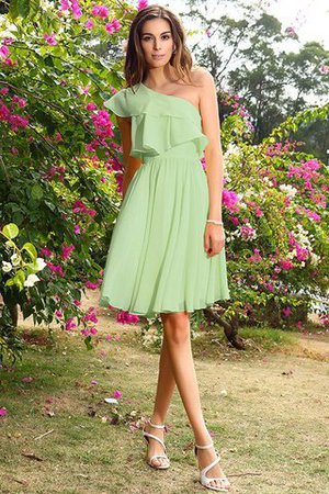 Robe demoiselle d'honneur naturel bref avec chiffon ligne a d'épaule asymétrique - Photo 26