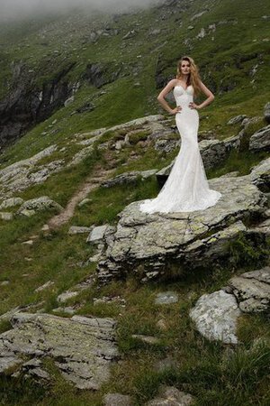 Romántico Vestido de Novia en Encaje de Sin mangas de Cola Corte de Cremallera - Foto 7