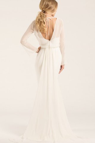 Boot-Ausschnitt lange Ärmeln Chiffon sexy bodenlanges Brautkleid mit Schaufel Ausschnitt - Bild 2