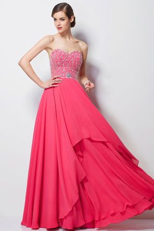 Herz-Ausschnitt Prinzessin Bodenlanges Ballkleid aus Chiffon mit Perlen - Bild 1