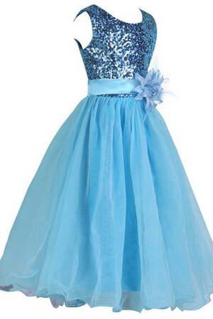 Robe de cortège enfant pailleté textile en tulle col u profond a-ligne avec zip - Photo 4