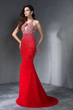 Perlenbesetztes Ärmellos Normale Taille Neckholder Attraktives Abendkleid - Bild 1