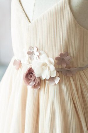 Robe de cortège enfant ligne a avec fleurs v encolure ceinture en étoffe avec sans manches - Photo 5