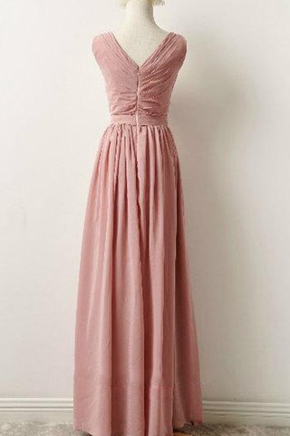 Plissiertes V-Ausschnitt Ärmellos mini einfaches langes Brautjungfernkleid - Bild 2