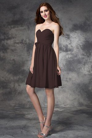 Robe demoiselle d'honneur naturel courte ligne a col en forme de cœur en chiffon - Photo 7