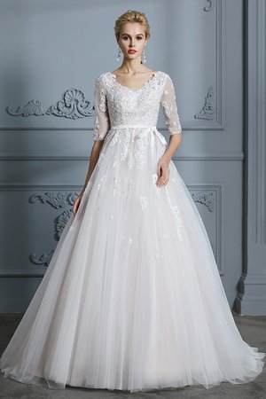 Robe de mariée broder a eglise gracieux en 1/2 manche serieuse - Photo 3