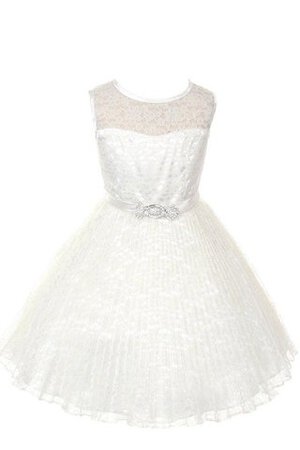 Robe de cortège enfant ligne a col ras du cou manche nulle avec décoration dentelle - Photo 6