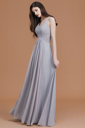 Robe demoiselle d'honneur naturel de princesse ruché avec chiffon avec sans manches - Photo 2