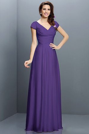 Robe demoiselle d'honneur plissé avec zip en chiffon de princesse a-ligne - Photo 24