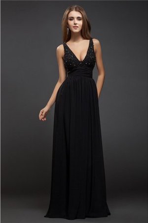 V-Ausschnitt Ärmellos Natürliche Taile Abendkleid mit Bordüre aus Chiffon - Bild 1