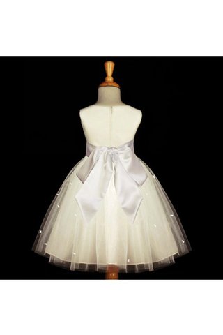 Robe de cortège enfant plissé en tulle avec sans manches avec fleurs col u profond - Photo 2