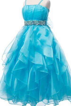 A-Line Empire Taille Perlenbesetztes bodenlanges Blumenmädchenkleid aus Tüll - Bild 3