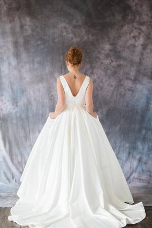 Robe de mariée naturel longueur au ras du sol avec zip de traîne mi-longue manche nulle - Photo 1