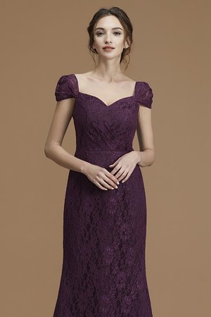Kurze Ärmeln Besondere Normale Taille Bodenlanges Brautjungfernkleid mit Bordüre - Bild 4