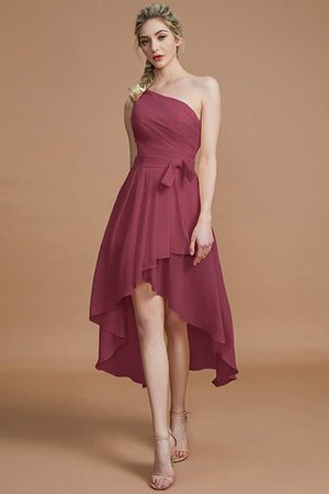 Robe demoiselle d'honneur courte avec zip manche nulle asymétrique avec chiffon - Photo 10