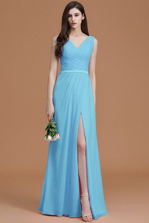Normale Taille Gerüschtes Prinzessin Bodenlanges Brautjungfernkleid ohne Ärmeln - Bild 9