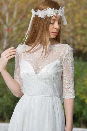 Robe de mariée nature avec manche 1/2 a-ligne ouverture frontale broder - Photo 5