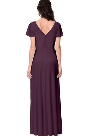 Abito da Damigella A-Line con Manica Corte in Chiffon V-Scollo - Foto 4