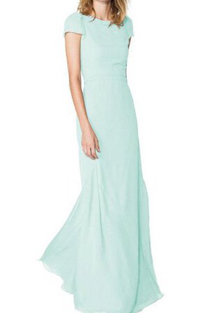 Chiffon langes bodenlanges mini Brautjungfernkleid mit Gürtel mit tiefem V-Ausschnitt - Bild 1
