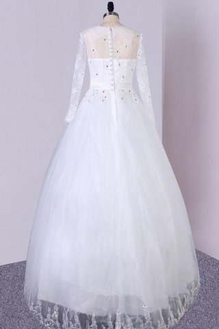 Paillettenbesetztes natürliche Taile Spitze Tüll A-Linie konservatives Brautkleid - Bild 2