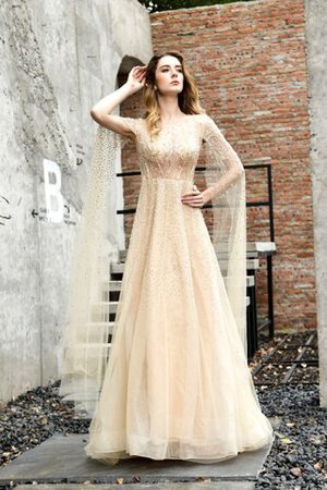Robe de mariée a salle intérieure au niveau de cou brillant avec manche longue luxueux - Photo 1