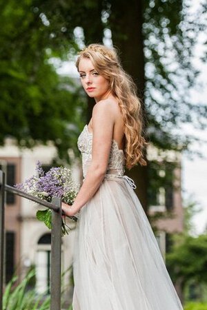 Robe de mariée 2 pice col en bateau decoration en fleur avec sans manches a plage - Photo 3