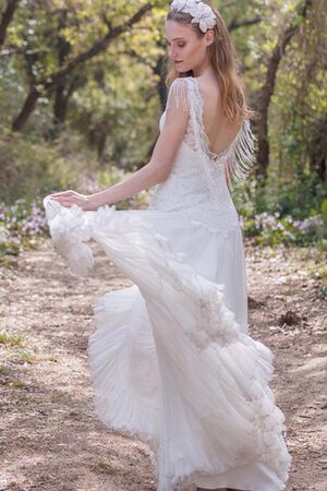 Robe de mariée simple plissage classique jusqu'au sol appliques - Photo 5