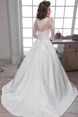 3 /4 länge Ärmeln bodenlanges extravagantes Brautkleid mit Applikation mit Tasche - Bild 4