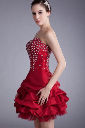 Ärmelloses Perlenbesetztes enges Taft Herz-Ausschnitt mini Abiballkleid - Bild 5