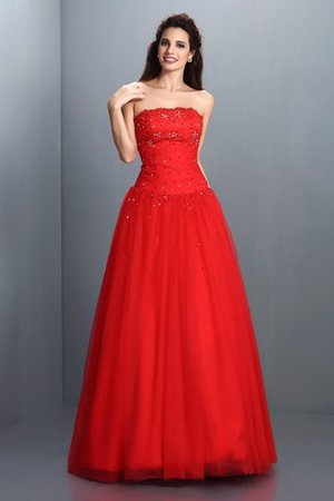 Robe de quinceanera longue naturel en organza de mode de bal avec sans manches - Photo 1