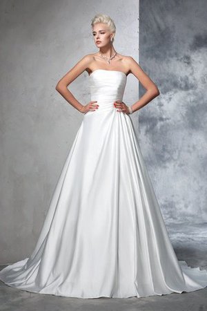 Abito da Sposa in Raso Stravagante Coda A Strascico Cappella Senza Maniche Ball Gown - Foto 1