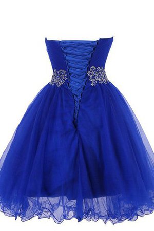 Abito Homecoming mini con Increspato con Perline Senza Maniche in Tulle Allacciato - Foto 3