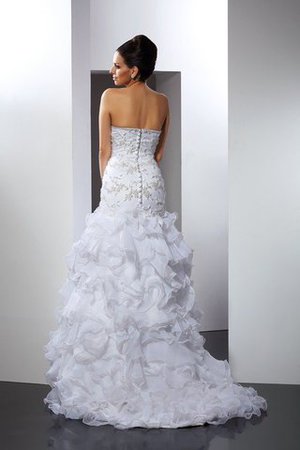 Perlenbesetztes Meerjungfrau Stil Organza Ärmellos Prächtiges Brautkleid - Bild 2
