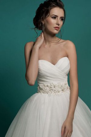 Abito da Sposa A-Line Cuore Lungo in Organza con Increspato A Terra - Foto 2