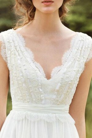 Abito da Sposa con Piega con Nastro A-Line Senza Maniche Semplice con Fusciacca - Foto 4