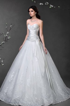 Robe de mariée avec lacets de mode de bal avec sans manches en satin avec nœud à boucles - Photo 1