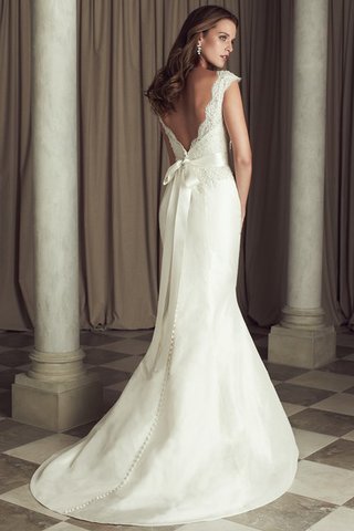 Normale Taille Garten Halle Spitze tiefer V-Ausschnitt modisches Brautkleid - Bild 2