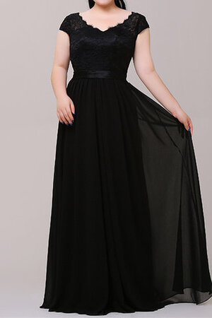 Bezaubernd V-Ausschnitt Kurze Ärmeln Bodenlanges Abendkleid aus Chiffon - Bild 1