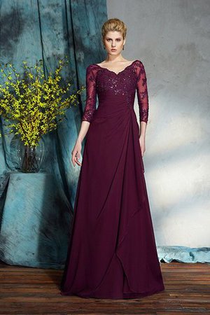 Dreiviertel Länge Ärmeln A Linie Chiffon Bodenlanges Anständiges Brautmutterkleid - Bild 3