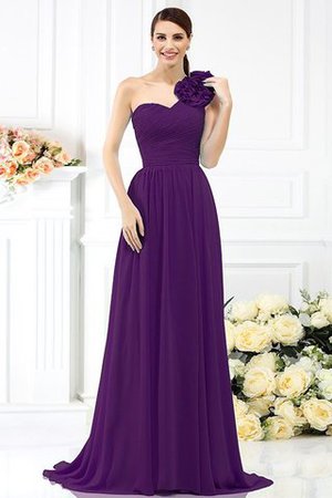 Robe demoiselle d'honneur plissage avec fleurs avec chiffon ligne a au drapée - Photo 13