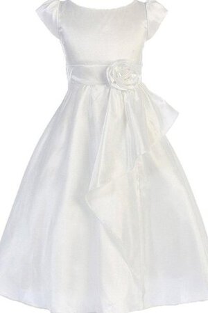 Reißverschluss plissiertes A-Line Satin bodenlanges Blumenmädchenkleid - Bild 1