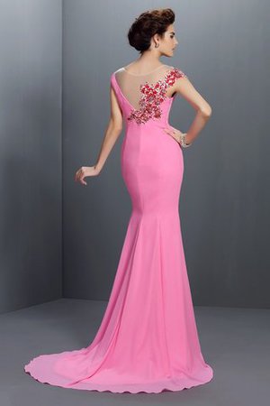 Perlenbesetztes Chiffon Sittsames Bezauberndes Abendkleid mit kurzen Ärmeln - Bild 2