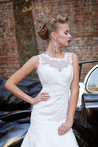 Vestido de Novia de Corte Recto de Encaje Adorno de Largo de Hasta el suelo de Apliques - Foto 2